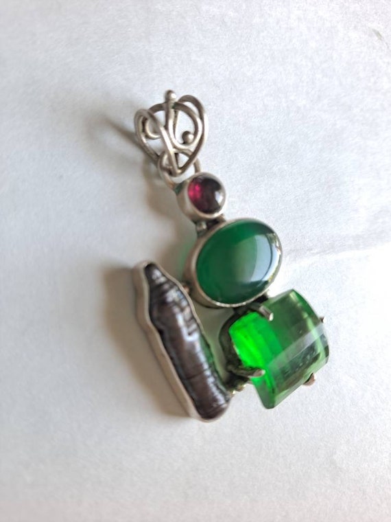 STERLING SILVER Chrysoprase Amethyst Mother of Pe… - image 3