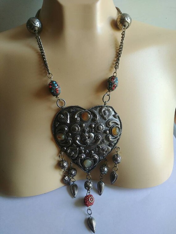 HUGE Agate stone  Dangling Persian Indian Filigre… - image 8