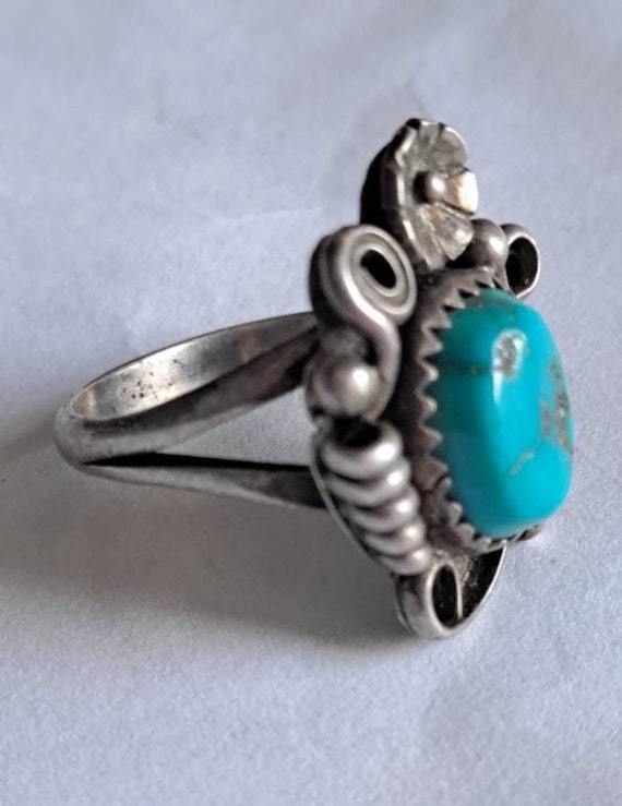 Native American Navajo STERLING Silver TURQUOISE … - image 3