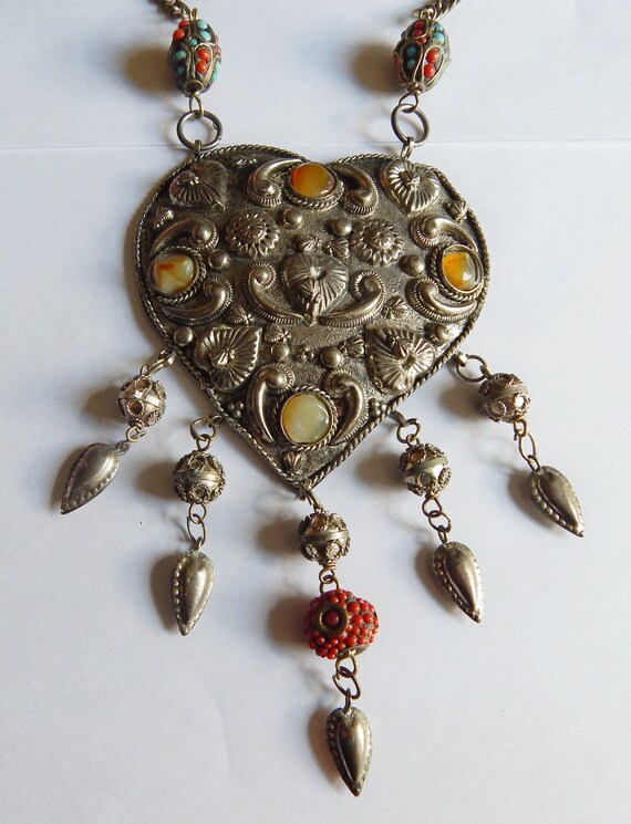 HUGE Agate stone  Dangling Persian Indian Filigre… - image 2