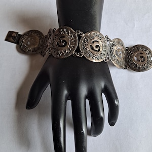 ANTON signed MEXICAN Sterling Silver Pre Columbian bracelet