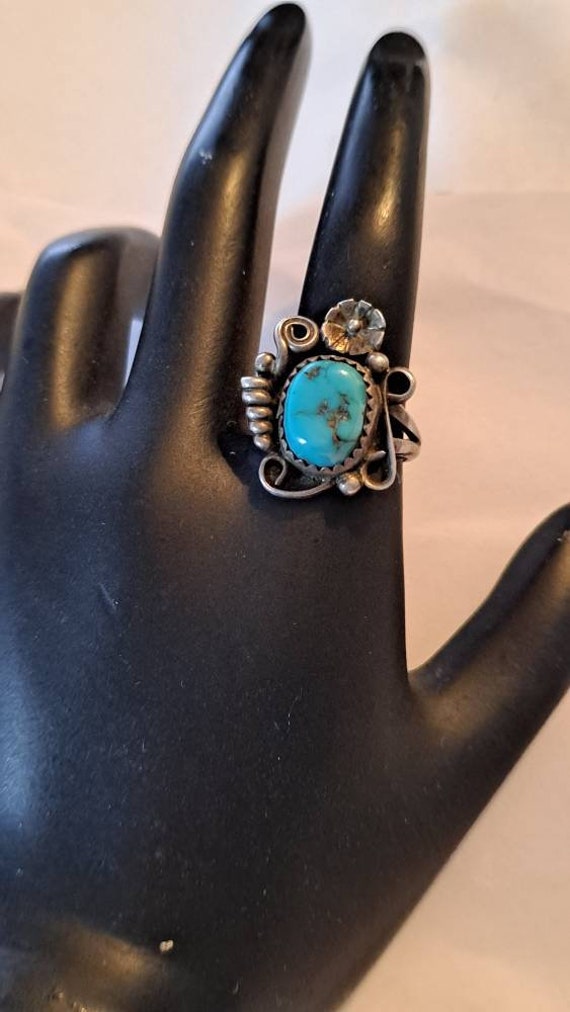 Native American Navajo STERLING Silver TURQUOISE … - image 6