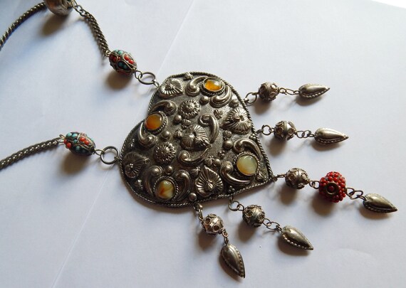 HUGE Agate stone  Dangling Persian Indian Filigre… - image 4