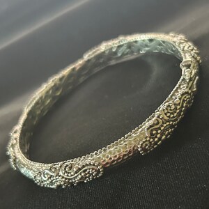 SARDA signed STERLING SILVER floral ornate scrolling 925 bangle bracelet
