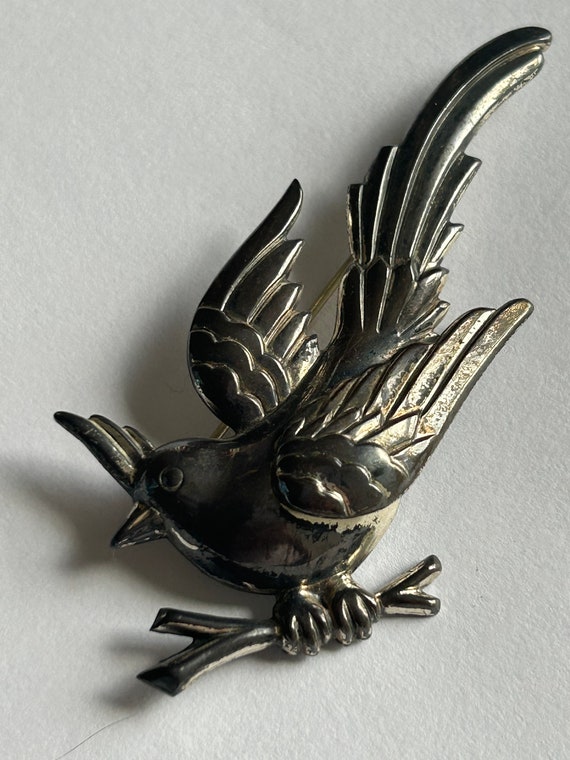 MONET STERLING Silver Sparrow bird signed figural… - image 2