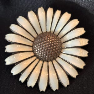 DANISH Sterling SILVER Denmark emaillierte E Dragsted Daisy Blumen Brosche