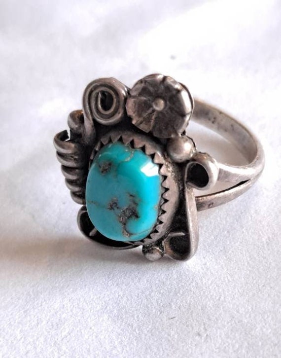 Native American Navajo STERLING Silver TURQUOISE … - image 2