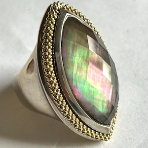 LAGOS Caviar 18K GOLD Venus Mother pearl sterling silver large ring