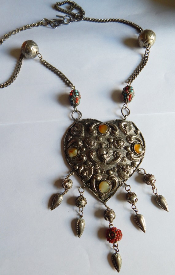 HUGE Agate stone  Dangling Persian Indian Filigre… - image 10