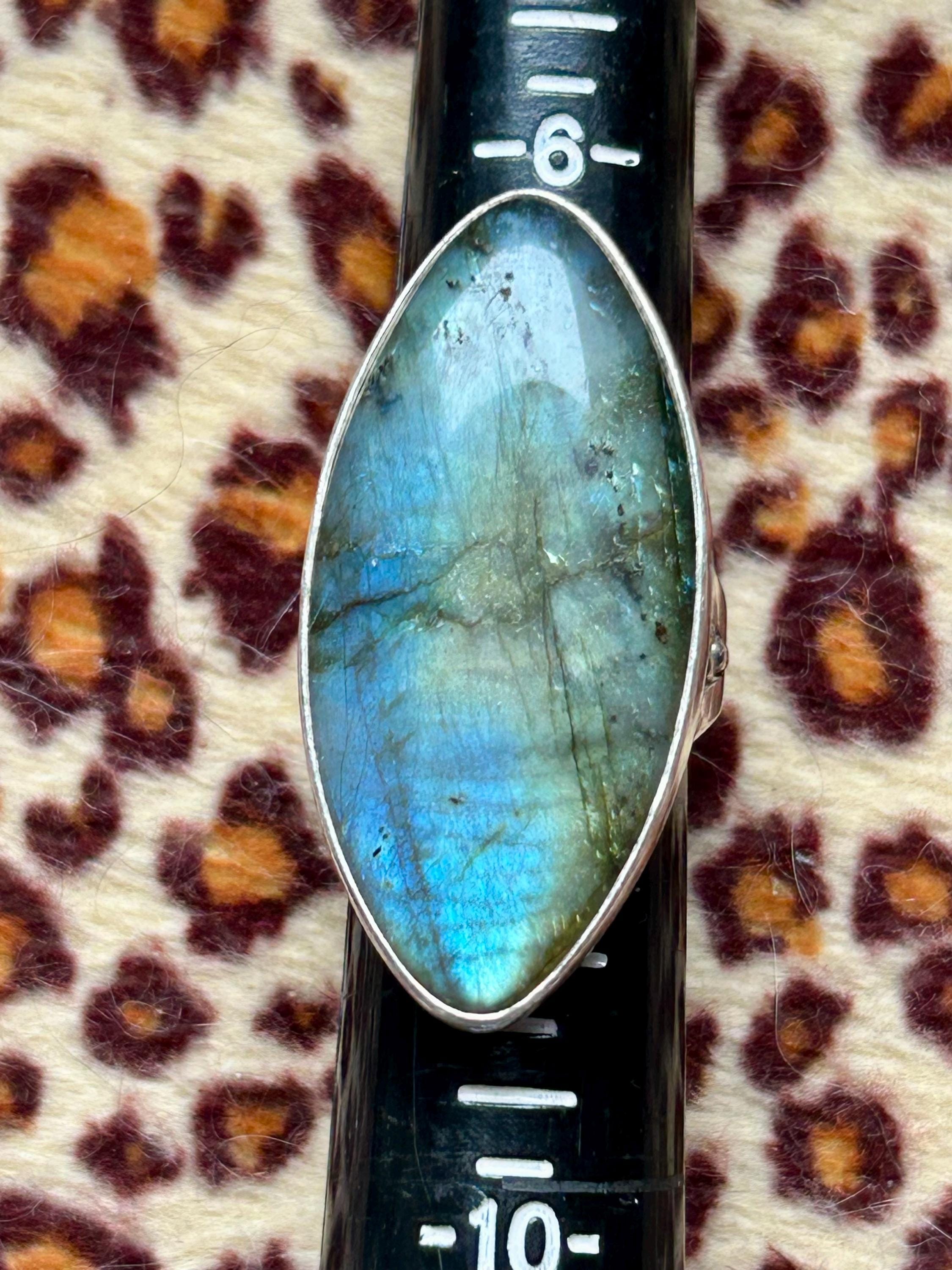 Huge SAJEN Sterling Silver Labradorite Obsidian Large Bold Signed