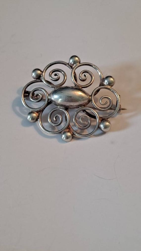 DENMARK Signed STERLING Silver Hermann SIERSBOL Modernist Scandinavian pin brooch
