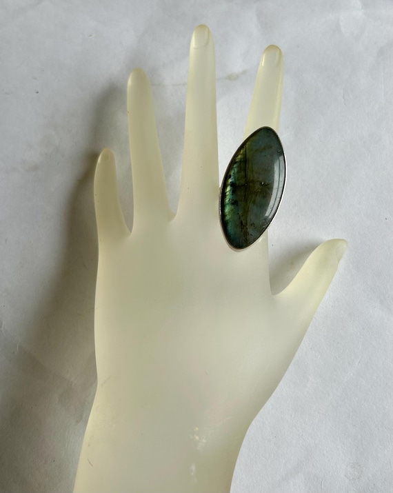 Huge SAJEN Sterling Silver Labradorite Obsidian Large Bold Signed