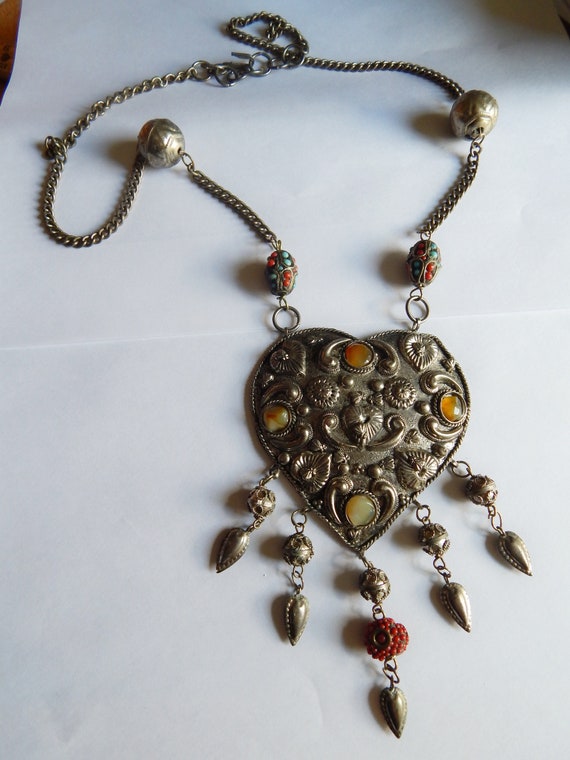 HUGE Agate stone  Dangling Persian Indian Filigre… - image 3