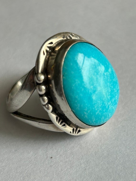 Native American STERLING Silver TURQUOISE bright l