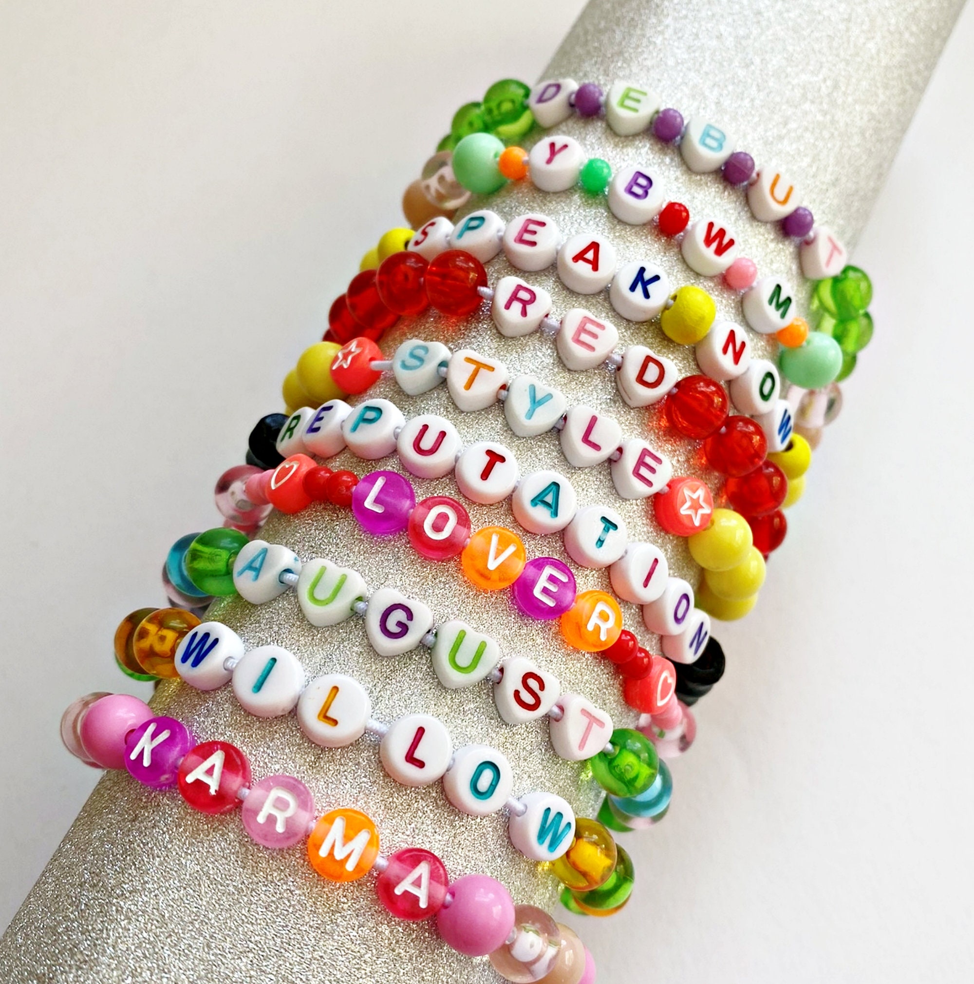 DIY Bright Pastel Swiftie Stretch Bracelet Kit Stretchy Bracelet Bead Kit  Swiftie Beaded Name/word Bracelet Kit Friendship Bracelets 