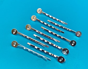 DIY Bobby Pin with 8mm glue pad, Polished Silver finish, DIY hair accessory, hair clip, durable, DIY Bobby Pin, easy to use