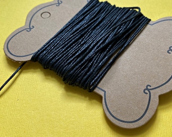 Waxed Cotton Cord, 1mm, black cord, 10 meters, friendship bracelet, jewelry crafts, cord for jewelry, thin black cord, strong, durable