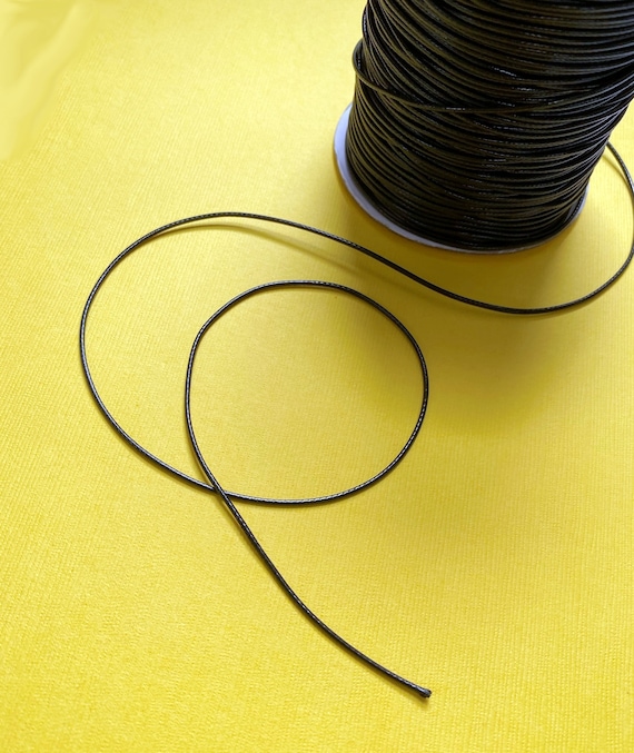 Waxed Polyester Cord, 1mm, black cord, sold by yard, friendship bracelet, jewelry crafts, cord for jewelry, thin black cord, strong, durable