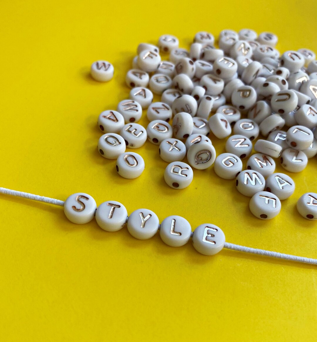 Alphabet Beads Gold Letter Flat Round Gold Plated Letter Etsy