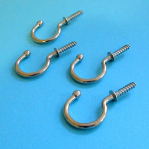 Extra Large Stainless Steel Cup Hooks 1.25" - Pack of 2 high quality, rust resistant, ball tip, silver color, xl hook, stainless hook for RV