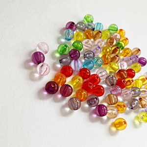 Friendship Bracelet Beads, Mixed Color Acrylic Beads, transparent colors, mixed lot, 7.5mm round, 1.6mm hole, DIY friendship bracelet, eras