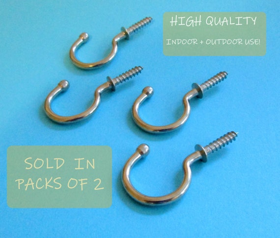 Extra Large Stainless Steel Cup Hooks 1.25 Pack of 2 High Quality