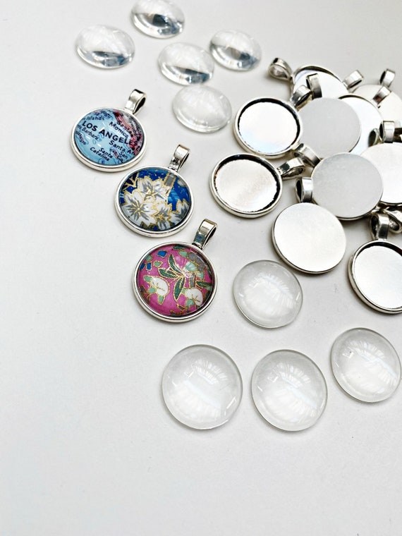 5 Pz/lotto Fai Da Te Vassoi Pendenti In Legno Base Adatta 25mm Cabochon In Vetro Impostazione Collana Vuota Gioielli Fatti A Mano Che Fanno Fornure - Foto 13