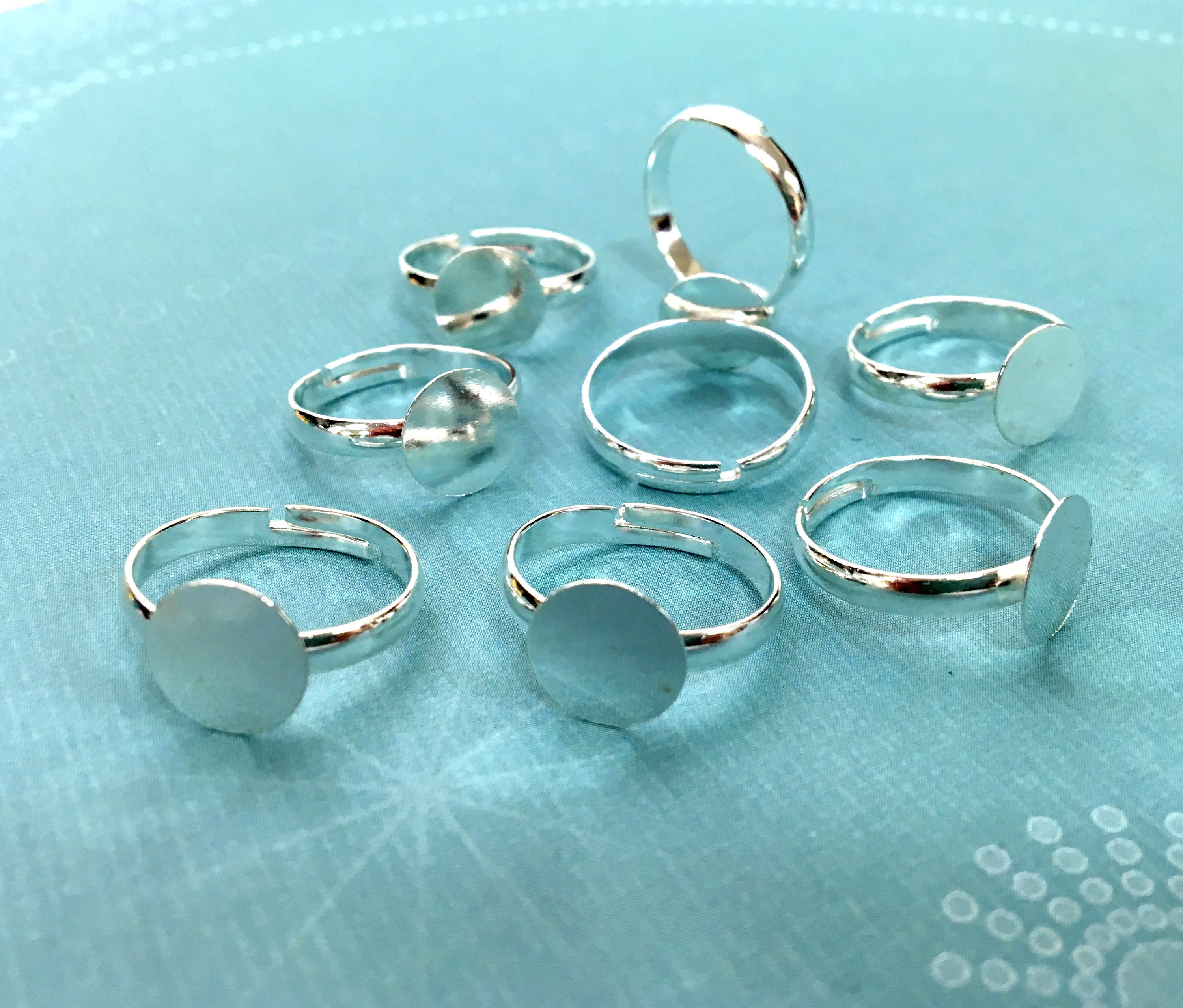 50Pcs Silver Tone Metal Adjustable Ring With Blank Glue On Pad 6mm 8mm 10mm 12mm 50Pcs Silver Tone Metal Adjustable Ring With Blank Glue On Pad 6mm 8mm 10mm 12mm