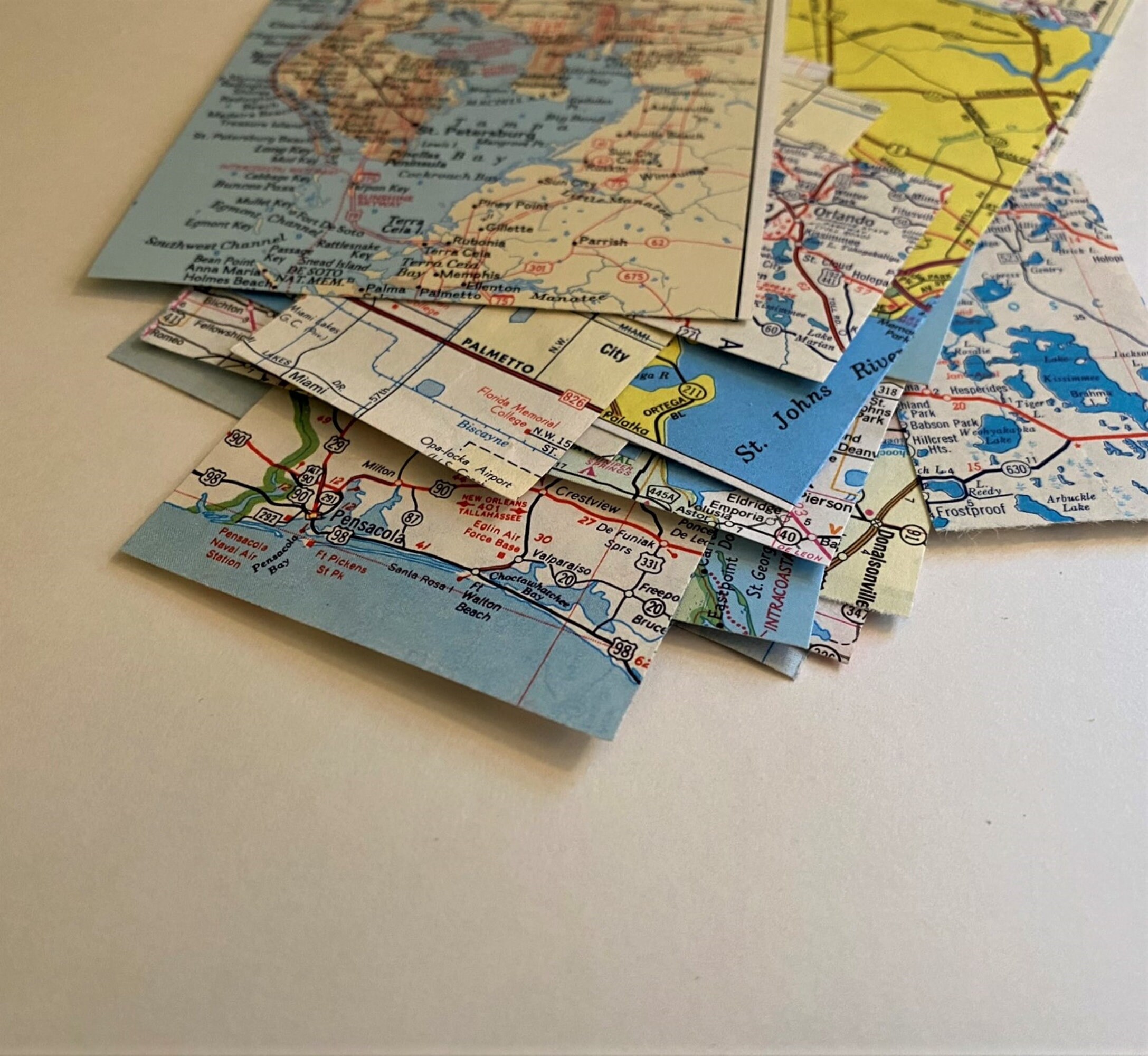 Florida Vintage Map Scrap Pieces. Florida DIY Card Making, FL Scrapbook ...