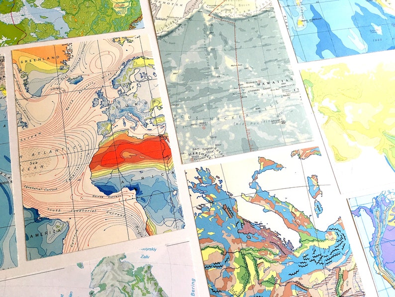 Vintage Maps, geomorphology, topography maps, DIY card making, scrapbooking maps, map scraps, crafts, paper crafts, DIY bunting. Qty 20 4x6 image 3