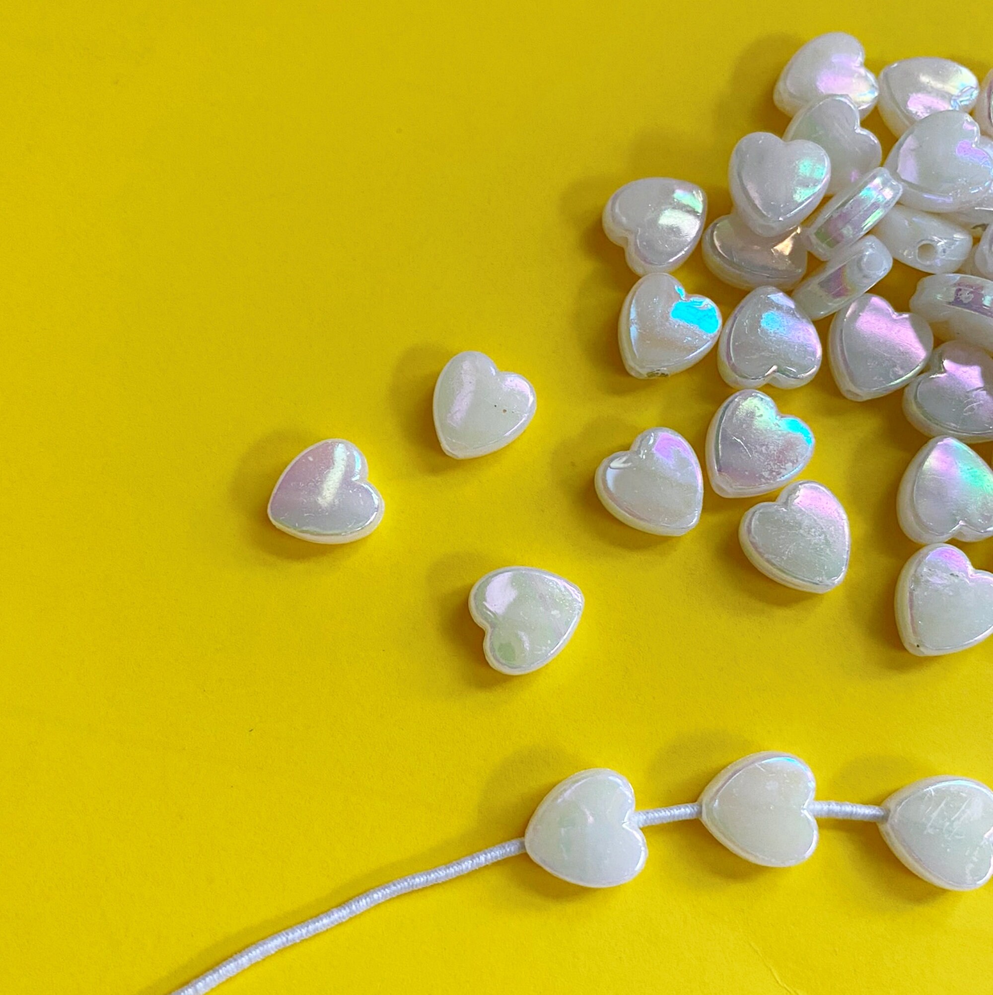 Heart shaped Friendship Bracelet Beads, Opal white Acrylic Beads, heart, 8mm 1.5mm hole, DIY friendship bracelet, eras bracelet supply