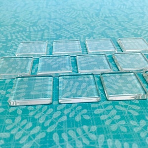 QTY 25 Clear glass square tiles, 25 mm 1 inch, DIY photo jewelry, photo magnets. High quality, flat square glass cabochon, glass blank