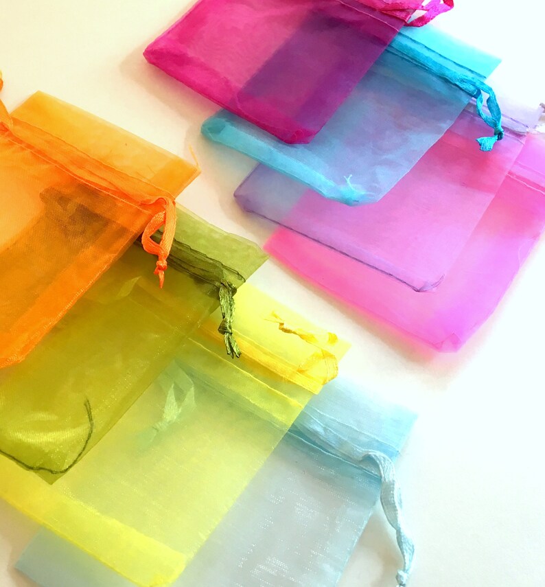 Organza Favor Bags: Mixed Colors, Satin Drawstring (2.5x3.5") image 3