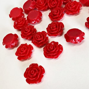 Red Rose Resin Flower Cabochon. 19mm, Rose Flower Cabochon, No hole, DIY magnets, craft embellishment, hair crafts, brooch