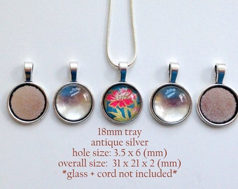 Bulk Price QTY 50 Pendant Tray 3/4" 18mm Antique Silver pendant blank, DIY Pendant, small bezel tray, cabochon setting, DIY jewelry,no glass
