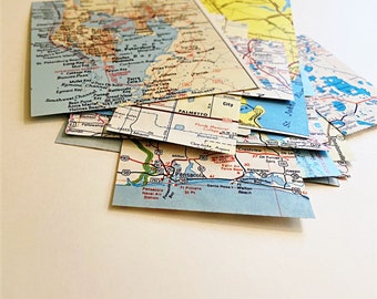 Florida Vintage Map Scrap Pieces. Florida DIY card making, FL scrapbook maps, map crafts, paper, collage map, ephemera, school project,FL