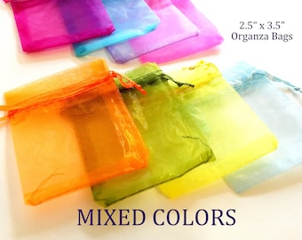 Organza Favor Bags: Mixed Colors, Satin Drawstring (2.5x3.5")