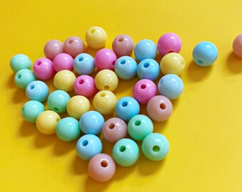 Friendship Bracelet Beads, Mixed Color Acrylic Beads, pastel colors, mixed lot, 8mm bead, 2mm hole, DIY friendship bracelet, eras tour