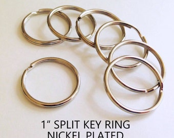 Split Key Ring, DIY key ring, 1 inch key ring supply, Nickel Plated, high quality keychain ring, durable, zipper pull ring QTY 25