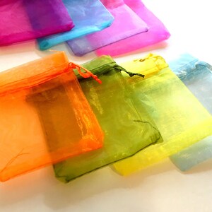 Organza Favor Bags: Mixed Colors, Satin Drawstring (2.5x3.5") image 2