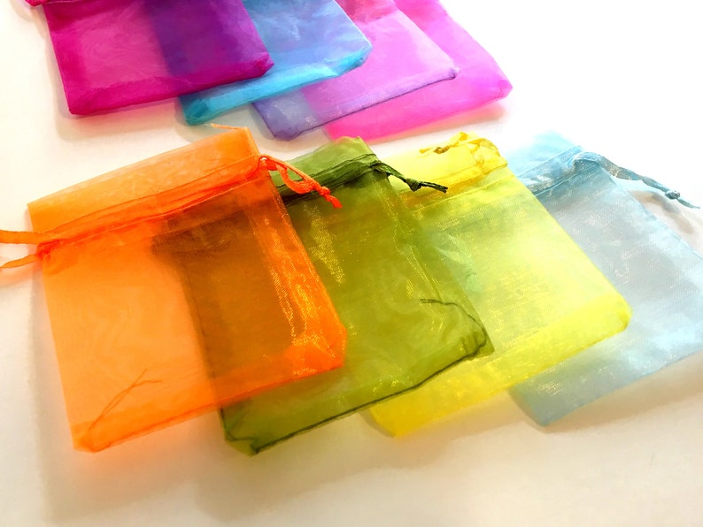 Organza Favor Bags: Mixed Colors, Satin Drawstring (2.5x3.5") image 2