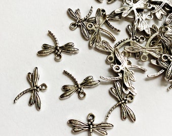 Dragonfly Charms, Jewelry Supply, Antique Silver, Metal Alloy, DIY Jewelry, Dragonfly Earrings, Charm, Dragonfly Pendant, high quality