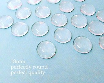 QTY 50 3/4 "18 mm, klare Glascabochons, flache Glaskuppeln, runde Glascaboches, Schmuckherstellung, diy Kühlschrankmagnete, Glascabochon perfekte Qualität