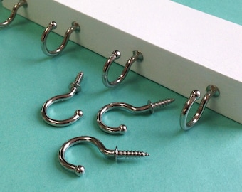 QTY 12 - Stainless Steel Cup Hooks - 7/8" - ball tip- high quality rust resistant - small cup hook