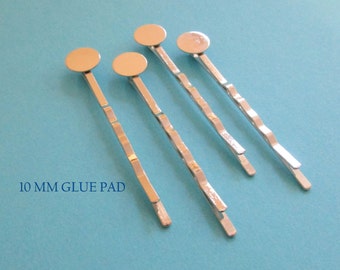 200 SILVER Plated Metal ~ PINK ~ BOBBY PINS Blanks Findings Forms 2" w/ 8mm Pad 200 SILVER Plated Metal ~ PINK ~ BOBBY PINS Blanks Findings Forms 2" w/ 8mm Pad