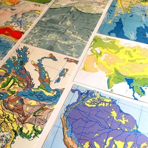 Vintage Maps, geomorphology, topography maps, DIY card making, scrapbooking maps, map scraps, crafts, paper crafts, DIY bunting. Qty 20 4x6 image 1