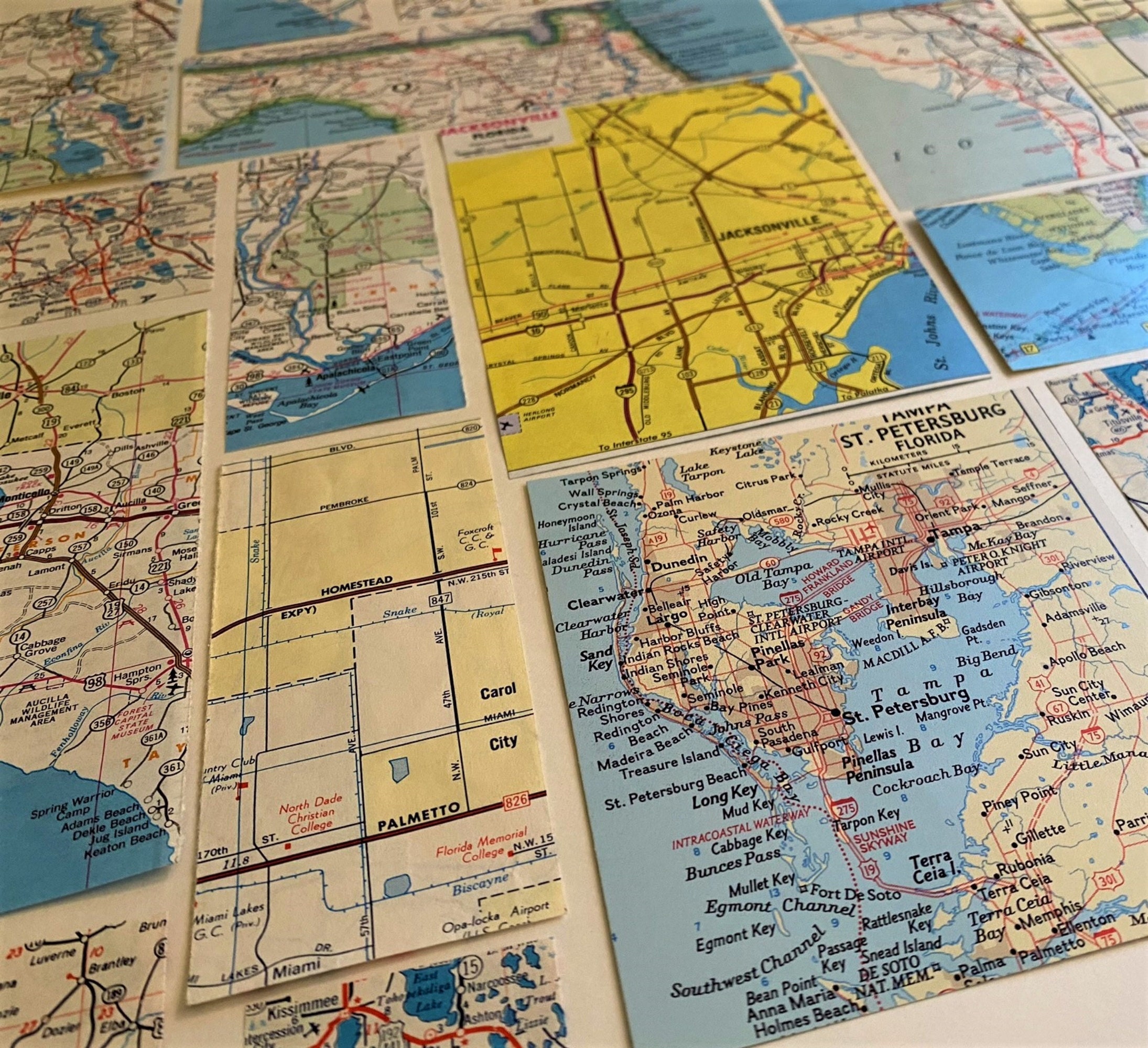 Florida Vintage Map Scrap Pieces. Florida DIY Card Making, FL Scrapbook ...