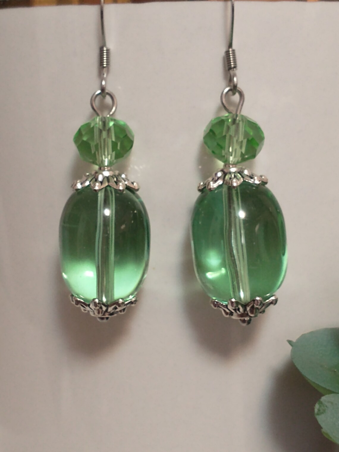 Green Crystal Earrings, Green Earrings, Clear Green Crystal Earrings