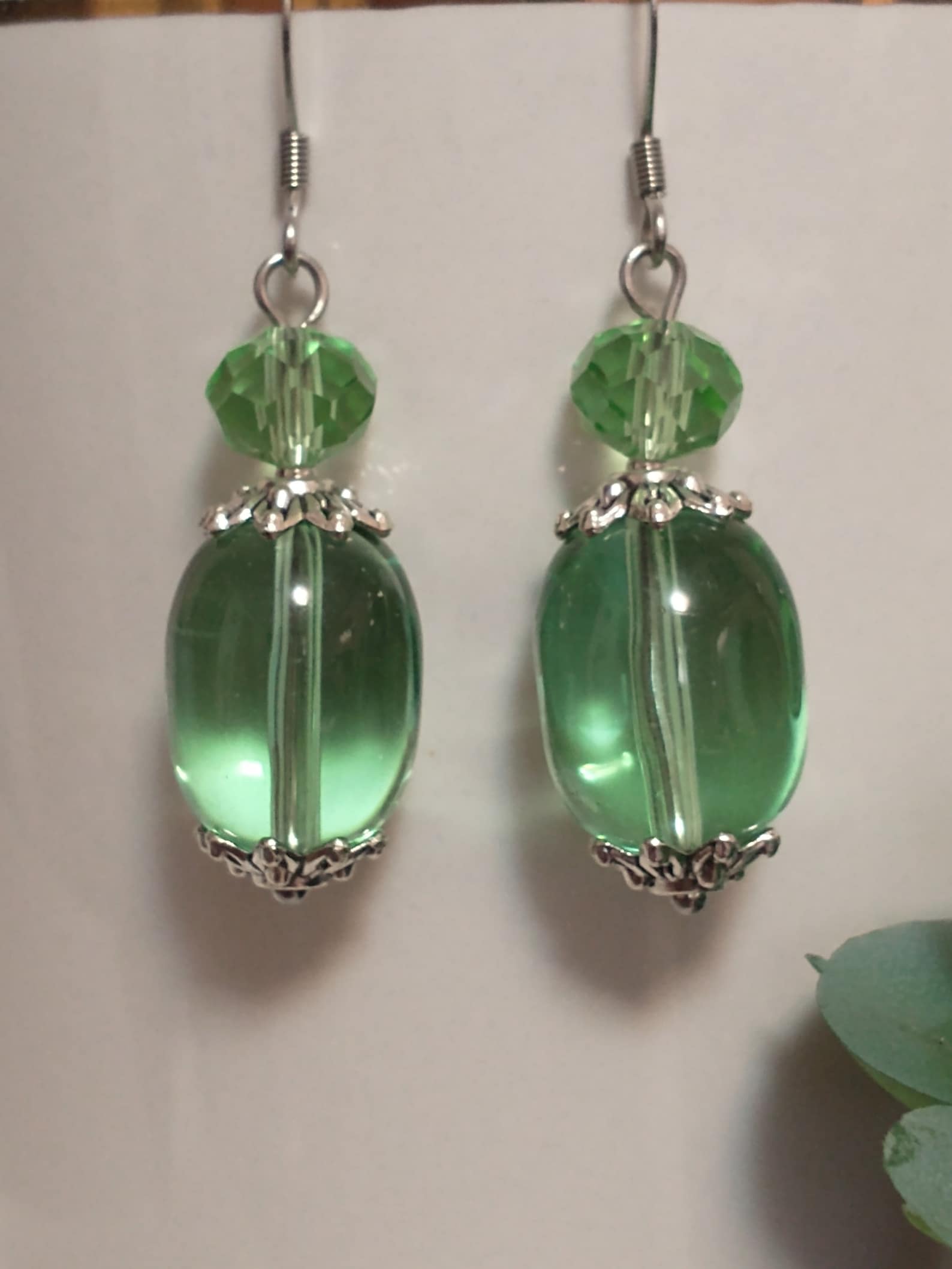Green Crystal Earrings, Green Earrings, Clear Green Crystal Earrings