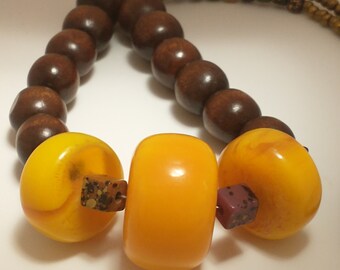 Chunky Orange Necklace, Orange Necklace, Large Orange Bead Necklace, Large Necklace, Orange and Brown Necklace, Chunky Necklace     132